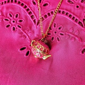 Pink and Gold Teapot 🫖 Charm Necklace